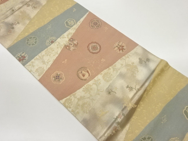 JAPANESE FUKURO OBI / WOVEN FLOWER ROUNDEL